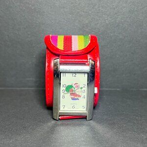 VTG Milano Wrist Wrapper Christmas Santa Claus Striped Silver Tone Quartz Watch